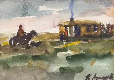 серия акварель №2. Акашев Курмангазы (р. 1964). бумага, акварель, 19,5×13,5 см