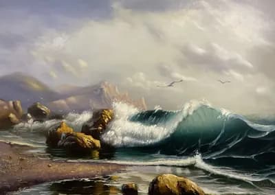 Утренняя волна. Коваль С.. холст, масло, 70×50 см