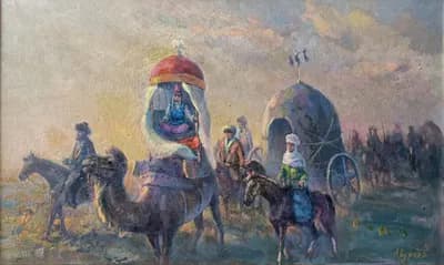 Караван (2025). Абдреев Марат (р. 1965). холст, масло, 46×76 см