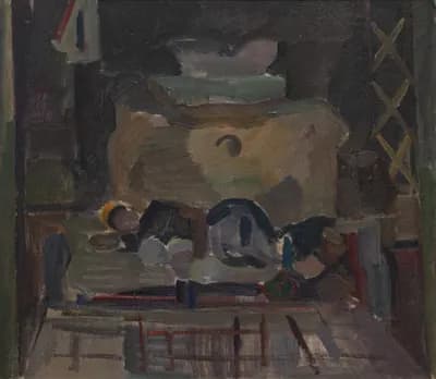 В юрте (1988). Мамбеев Сабур (1928–2017). холст, масло, 80×70 см