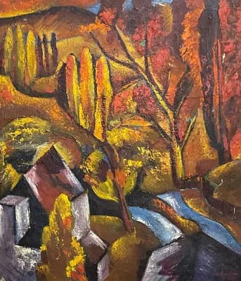 Осенние дачи (1993). Лукин В. Д. (р. 1952). холст, масло, 61×71 см