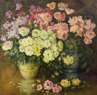 Розы (1991). Кузнецова Виленина (1927–2010). холст, масло, 100×100 см