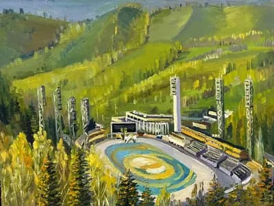 Медеу (2025). Кайдаров Малик (р. 1964). холст, масло, 50×65 см