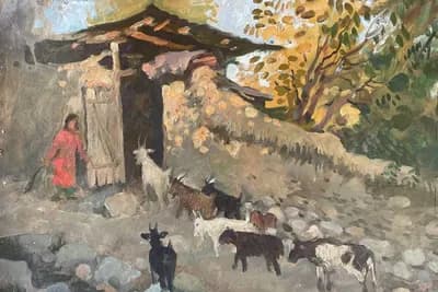 Пейзаж (1977). Фахрутдинов З. Р. (р. 1951). картон, масло, 62×43 см