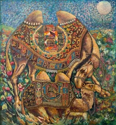Сүйінші (2004). Аканаев Бейсебек (р. 1954). холст, масло, темпера, смешанная техника, 130×140,5 см