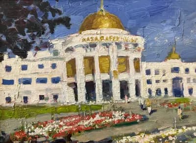 Назарбаев университет (2019). Баймуханов Куандык (р. 1986). холст, масло, 40×30 см