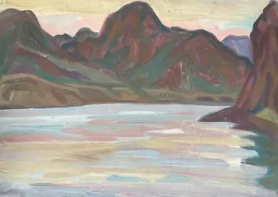 Горная река (1975). Дужнов Анатолий (1942–2003). картон, масло, 50×35 см