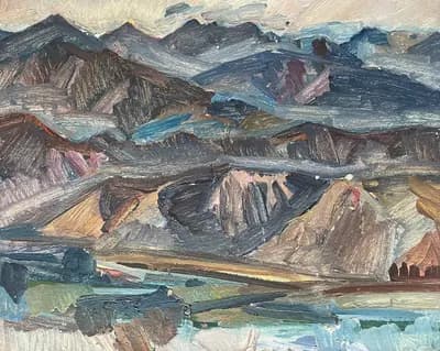 Горная палитра (1968). Дужнов Анатолий (1942–2003). картон, масло, 40×50 см