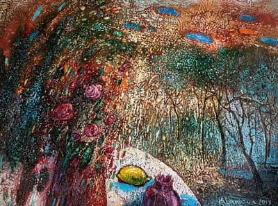 День синих облаков. Исламова Ф. (р. 1954). холст, масло, 45×60 см