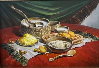 Наурыз көже (2025). Ермеков С. (р. 1974). холст, масло, 50×73 см