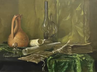 Натюрморт с лампой (1990). Протопопов В.. холст, масло, 60×80 см
