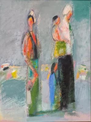 Апашки с внуком (2003). Толепбай Ерболат 1955 г.р.. холст/масло, 60х80 см