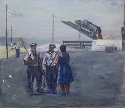 На току. Наседкин Николай (1918–1991). картон, масло, 40×34 см
