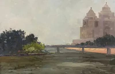 Городской пейзаж. Хамиров Ербол (1959–2024). холст, масло, 60×40 см