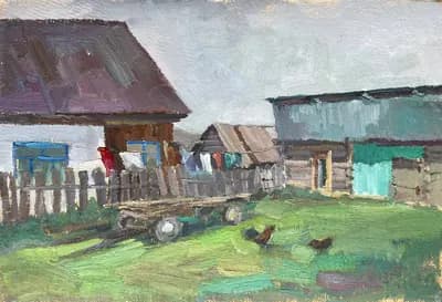 Аула қара шаңырақ. Алиев Максат (р. 1978). холст, масло, 35×50 см