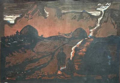 Вечер у юрт. Исабаев Исатай (1936–2007). графика