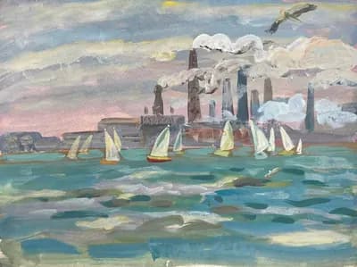 Балхаш. Дужнов Анатолий (1942–2003). бумага, масло, 48×36 см