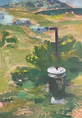 Самовар, этюд. Кайрамбаев Ж. (р. 1953). картон, масло, 35×50 см