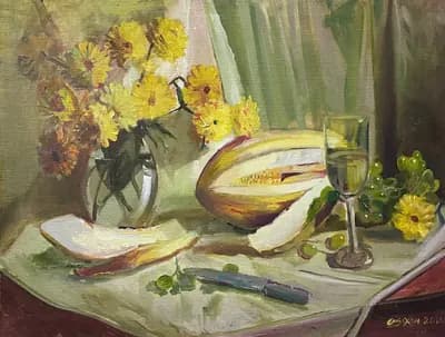 Натюрморт. Сейлхан Е.. холст, масло, 55×70 см