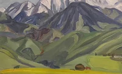 В горах Джайлау (1979). Дужнов Анатолий (1942–2003). картон, масло, 50×30 см