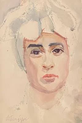 Портрет Гинзбург Нины. Шутинков В.. бумага, акварель, 28,5×20,5 см