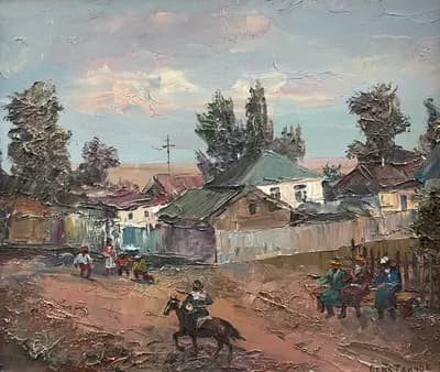Ауылда (2018). Тайнов С.. холст, масло, 38×42 см
