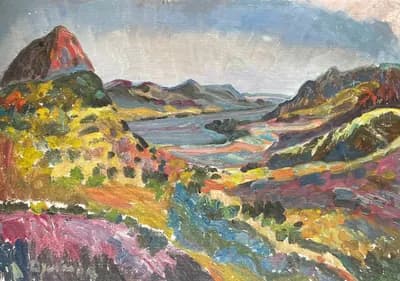Горная река (1975). Дужнов Анатолий (1942–2003). картон, масло, 50×35 см