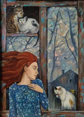 Отражение в окне. Исламов Ф. (р. 1959). холст, масло, 55×40 см