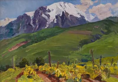Пейзаж. Пудовкин Николай (1919–1998). картон, масло, 35×51 см