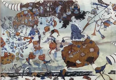 Тысяча мелочей или бег в мешках. Фролов П. (р. 1974). бумага, печать, 74×57 см