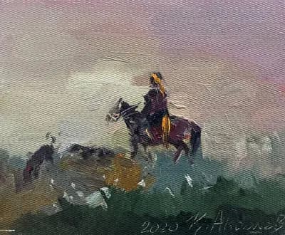 Этюд 23. Кеш (2020). Акашев Курмангазы (р. 1964). картон, масло, 21×17 см