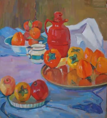 Красный кувшин. Гинзбург Нина (1928–2023). картон, масло, 76×85 см