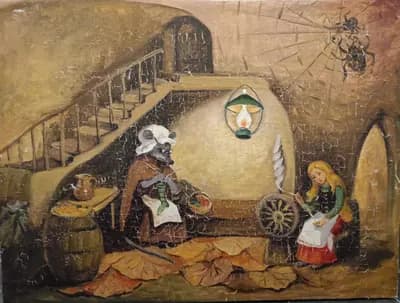 Дюймовочка у мыши. Скринников. холст, масло, 60×80 см