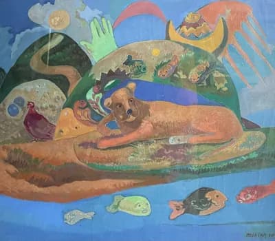 Кошки и море. Дужнова Татьяна (р. 1969). бумага, масло, 40,3×35,3 см