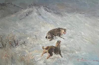 Ажалмен бетпе бет. Акашев Курмангазы (р. 1964). холст, масло, 90×60 см