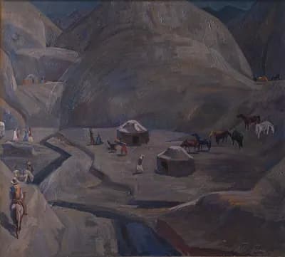 Жайлау Төсек тас (1984). Нуржумаев Оралбек (1938–1996). неизвестно, 130×120 см