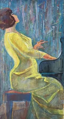 Женщина за роялью. Никонов Анатолий (1938–2018). холст, масло, 91×50 см