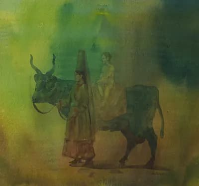 Алтын бала (2010). Баян Гани (р. 1949). бумага, акварель, 41×44 см