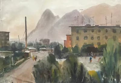 Новые дома (1973). Горбунов Леонтий (1929–2016). бумага, акварель, 66×44 см