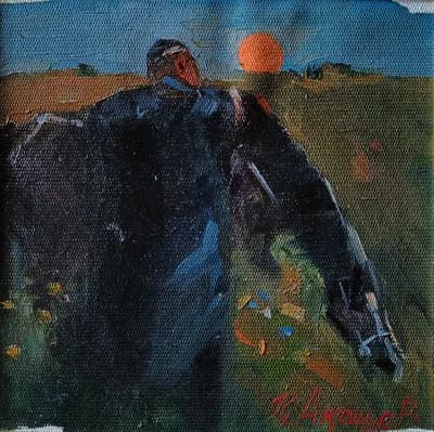 Этюд 21, Кеш Абай (2020). Акашев Курмангазы (р. 1964). 25,5×24,5 см