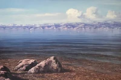 Иссык-Куль. Ибрагимов Қ.. холст, масло, 100×70 см