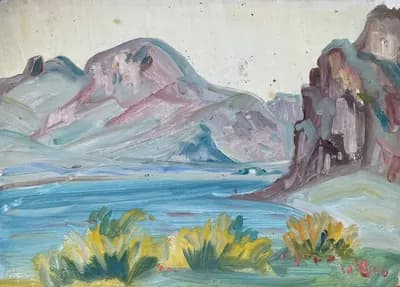 Горная река (1974). Дужнов Анатолий (1942–2003). картон, масло, 50×35 см