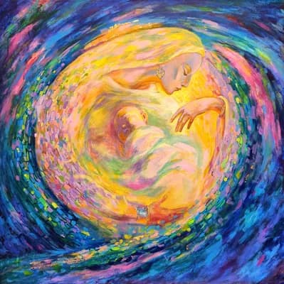 Эпоха Материнства (2025). Исина Г.. холст, акрил, 90×90 см