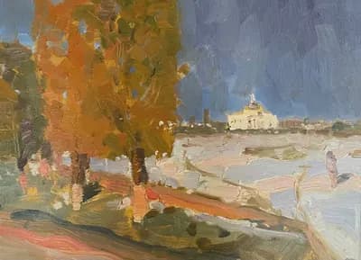 Столичный парк (2019). Баймуханов Куандык (р. 1986). холст, масло, 40×30 см