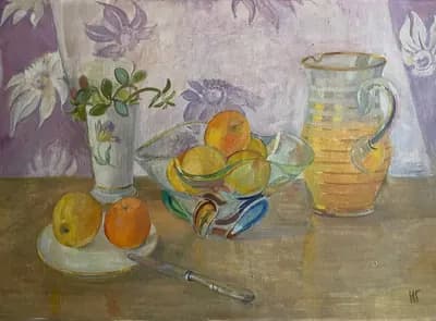 Фрукты (1997). Гинзбург Нина (1928–2023). холст, масло, 65×90 см