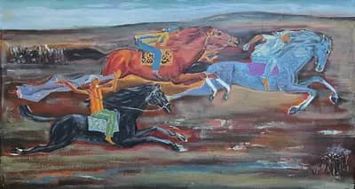 Байга (1993). Кузьмин В. (р. 1953). холст, масло, 53×98 см
