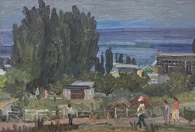 Этюд на Иссык Куле. Исланов Арстанбек (1939–1992). холст, масло, 35×51 см