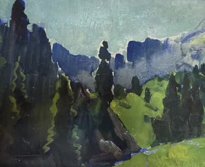 За Кумбель (1966). Стадничук Иван (1913–2000). картон, масло, 32×39,5 см