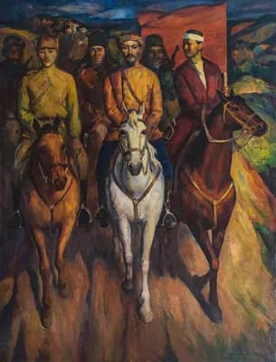 Отряд Амангельды Иманова. Шамшин В. (1928–2004). холст, масло, 220×168 см