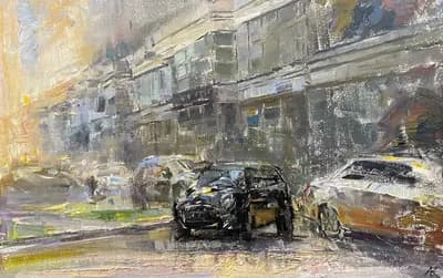 Столичный дождь. Ким Е.. холст, масло, 40×60 см
